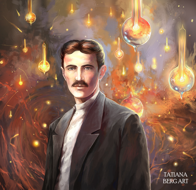 Nikola Tesla Art. Energy Frequency Vibration. Buy Print Painting