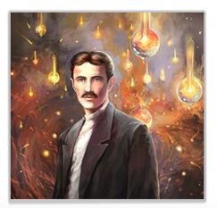 Nikola Tesla  Frequency Energy Vibration Painting Art