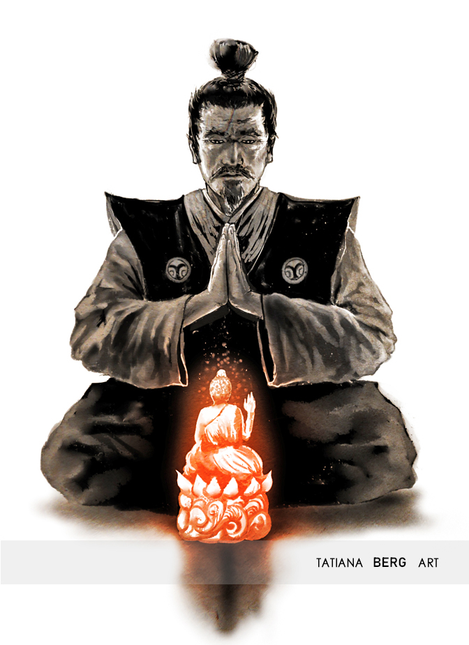 praying samurai buddhism buddha zen Art