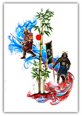Samurai Armour Guards Art Painting