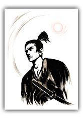 Young Samurai Ink Painting Art