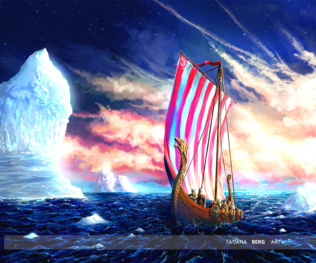 Art Drakkar Viking Iceberg buy Print Painting